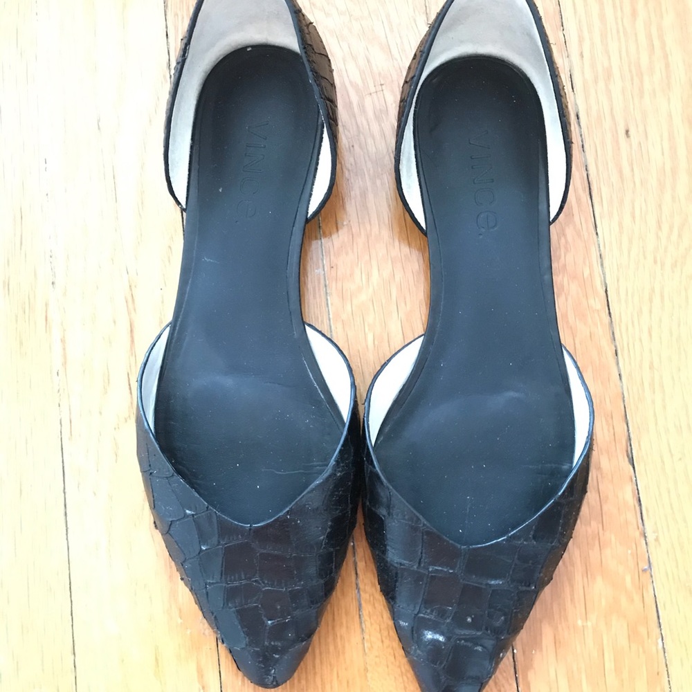 VINCE D'Orsay Leather Pointed Toe Flats